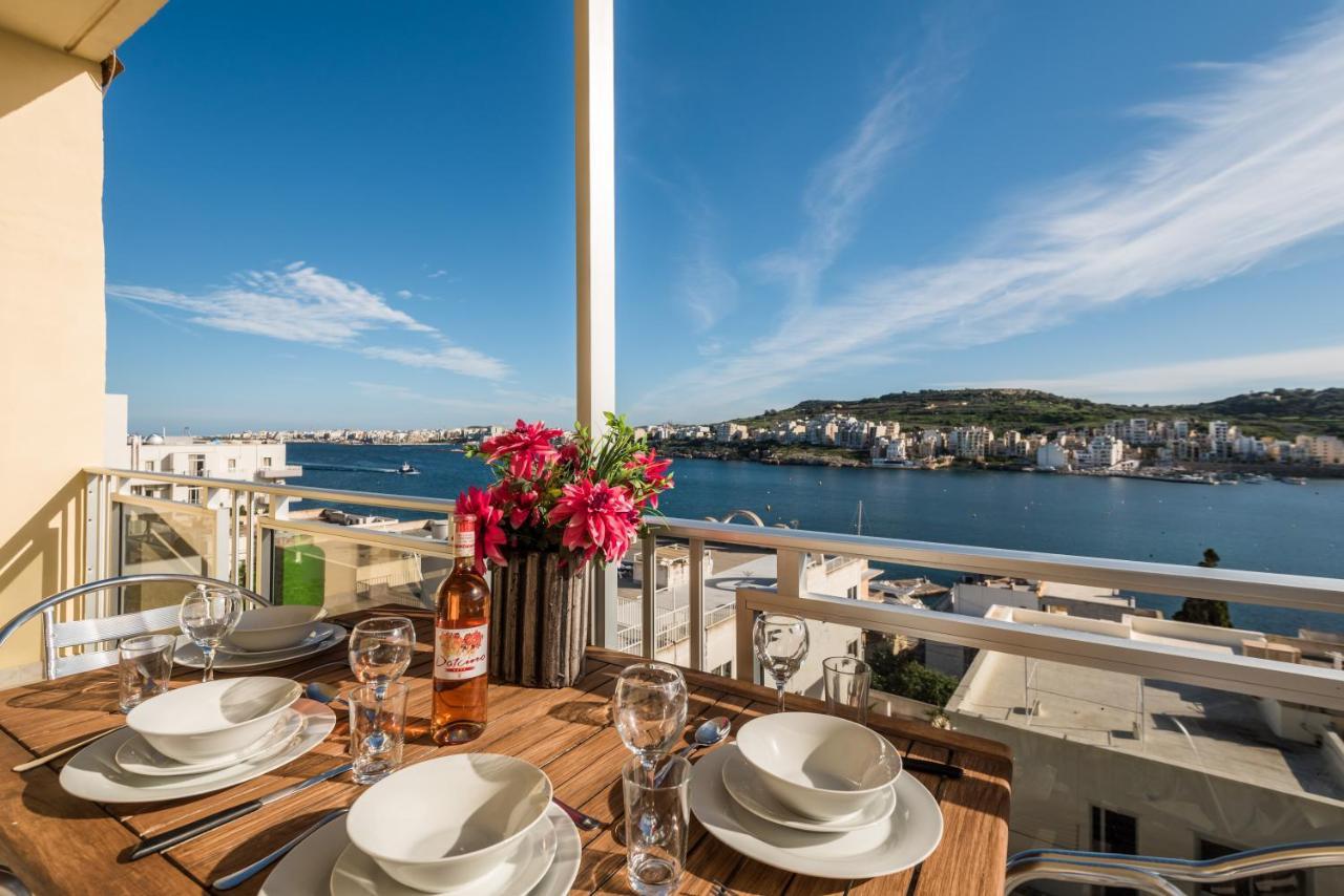 Bayview 2 Bedroom Seaview Apartment With Large Terrace With Panoramic Views - By Getawaysmalta St. Paul's Bay Bagian luar foto